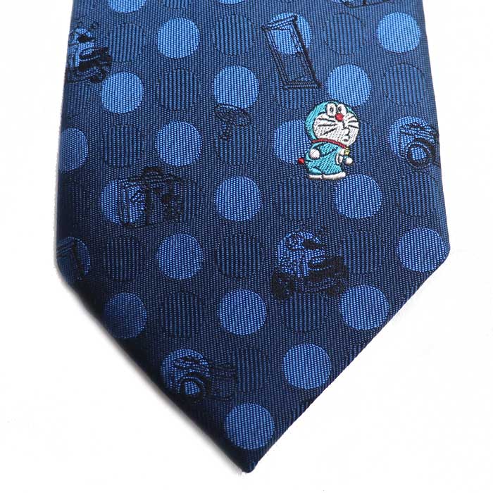 DORAEMON ドット柄 ネクタイ ブルー【中古】