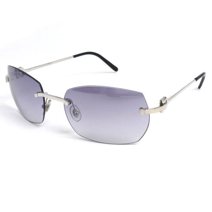 CARTIER カルティエ サングラス グレー シルバー リムレス 130 レディース【中古】