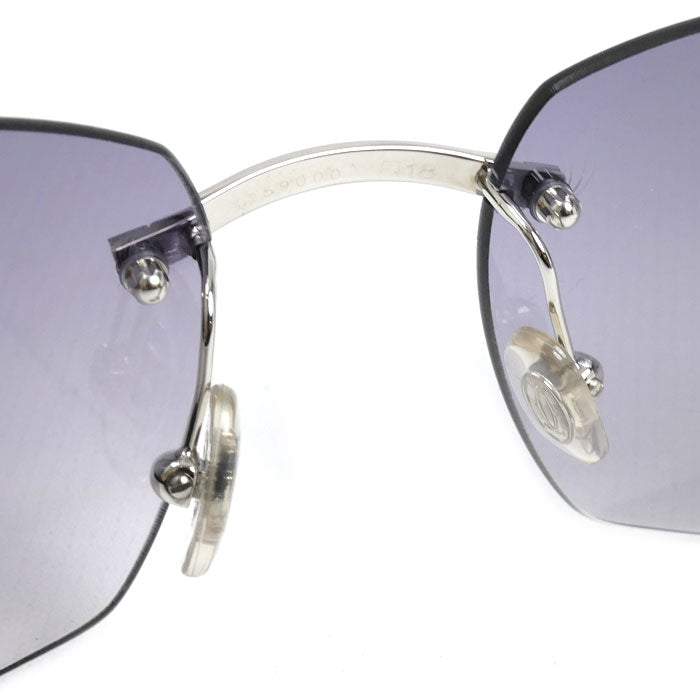 CARTIER カルティエ サングラス グレー シルバー リムレス 130 レディース【中古】