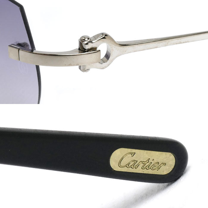 CARTIER カルティエ サングラス グレー シルバー リムレス 130 レディース【中古】