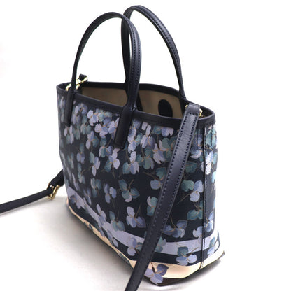 Tory Burch トリーバーチ フラワープリント 2Wayショルダーバッグ ブルー マルチ レディース【中古】【美品】