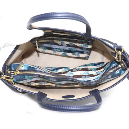 Tory Burch トリーバーチ フラワープリント 2Wayショルダーバッグ ブルー マルチ レディース【中古】【美品】
