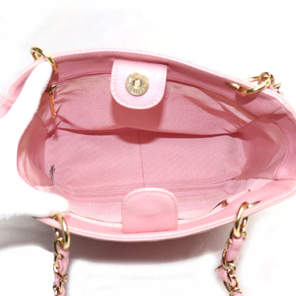 CHANEL シャネル キャビアスキン PST プチ ショッピングトート トートバッグ ピンク レディース【中古】