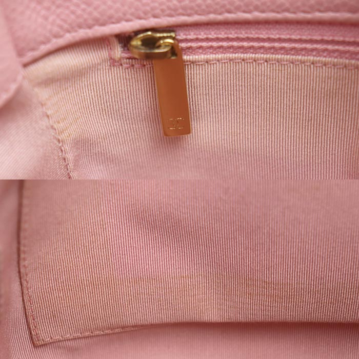 CHANEL シャネル キャビアスキン PST プチ ショッピングトート トートバッグ ピンク レディース【中古】