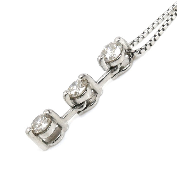 Pt900/850 ネックレス ベネチアン ダイヤモンド0.32ct 3.5g ～47cm フリーチェーン レディース【中古】