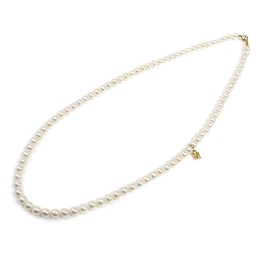 MIKIMOTO ミキモト K18YG イエローゴールド ベビーパール ネックレス パール約4.5～5.0mm 43cm Mチャーム付き レディース【中古】【美品】