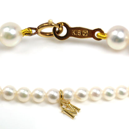 MIKIMOTO ミキモト K18YG イエローゴールド ベビーパール ネックレス パール約4.5～5.0mm 43cm Mチャーム付き レディース【中古】【美品】