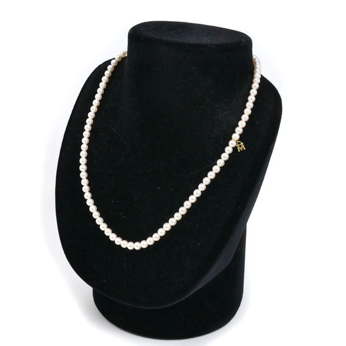MIKIMOTO ミキモト K18YG イエローゴールド ベビーパール ネックレス パール約4.5～5.0mm 43cm Mチャーム付き レディース【中古】【美品】