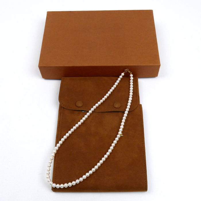 MIKIMOTO ミキモト K18YG イエローゴールド ベビーパール ネックレス パール約4.5～5.0mm 43cm Mチャーム付き レディース【中古】【美品】