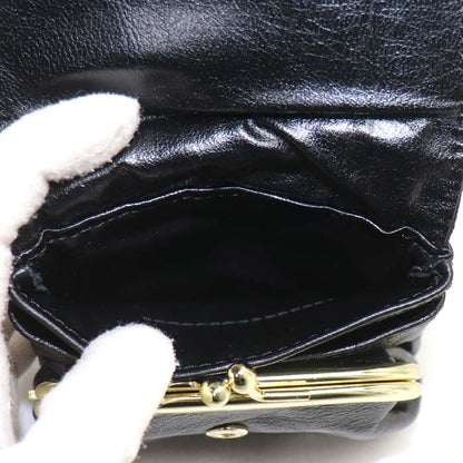 indiёn印傳 印伝 トンボ柄 カブセがま口財布 コインケース ブラック kP002-17 レディース【中古】