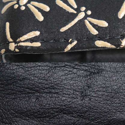 indiёn印傳 印伝 トンボ柄 カブセがま口財布 コインケース ブラック kP002-17 レディース【中古】