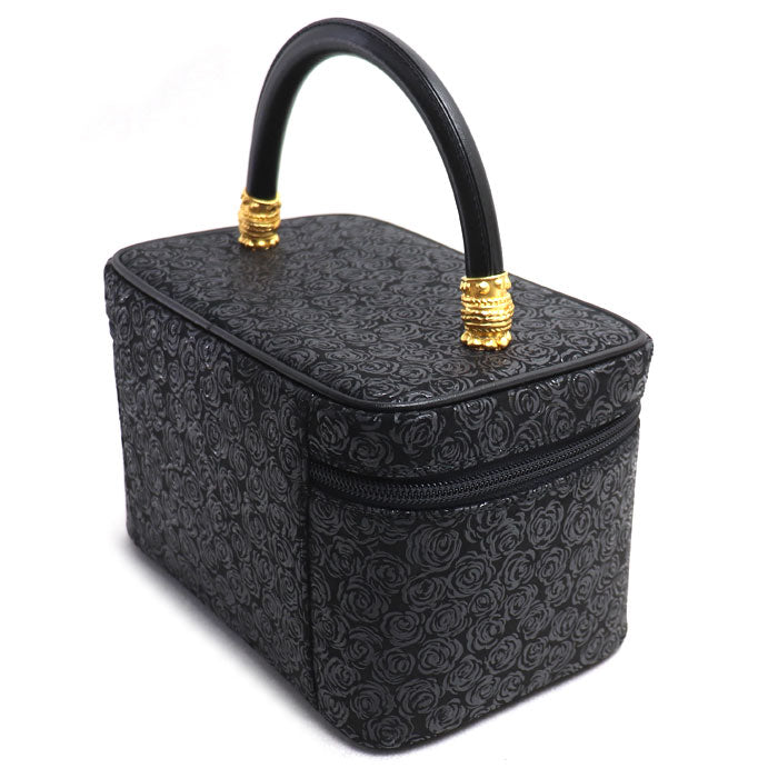 INDENYA 印傳屋 バニティ バラ柄 ハンドバッグ ブラック レディース【中古】【美品】