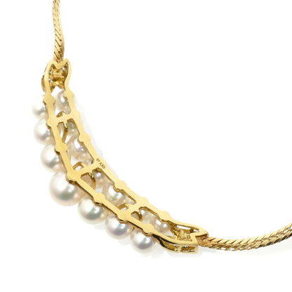 MIKIMOTO ミキモト K18YG イエローゴールド パール ネックレス アコヤパール約5.1～7.8mm ダイヤモンド 19.4g 40cm レディース【中古】