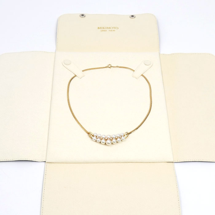 MIKIMOTO ミキモト K18YG イエローゴールド パール ネックレス アコヤパール約5.1～7.8mm ダイヤモンド 19.4g 40cm レディース【中古】