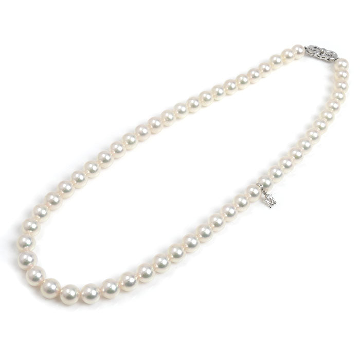 MIKIMOTO ミキモト ベストオブベスト ネックレス アコヤパール約7.3～7.8mm ダイヤモンド 38.6g 43cm Mチャーム付き Pt999・K18 レディース【中古】【美品】