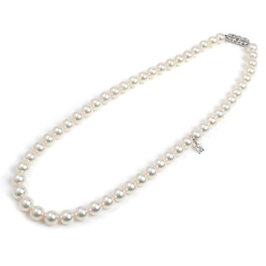 MIKIMOTO ミキモト ベストオブベスト ネックレス アコヤパール約7.3～7.8mm ダイヤモンド 38.6g 43cm Mチャーム付き Pt999・K18 レディース【中古】【美品】