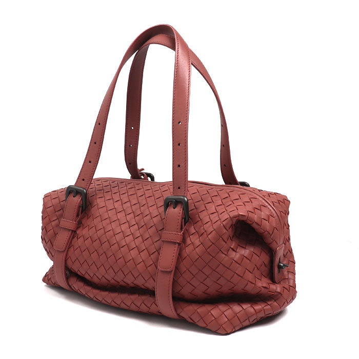 BOTTEGAVENETA ボッテガヴェネタ イントレチャート ミニボストン ボストンバッグ アカチャ（ブラウン系） 272801 レディース【中古】