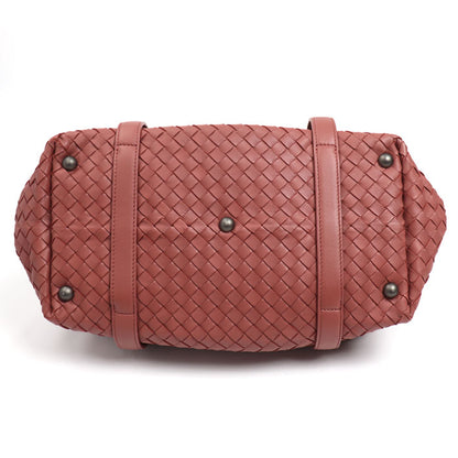 BOTTEGAVENETA ボッテガヴェネタ イントレチャート ミニボストン ボストンバッグ アカチャ（ブラウン系） 272801 レディース【中古】