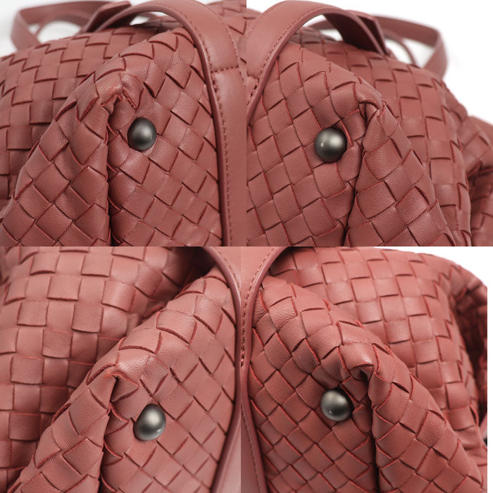 ボッテガヴェネタ ハンドバッグ イントレチャート ミニボストン ブラウン レザー 美品 ボッテガヴェネタ イントレチャート ブラウン レザー ミニ