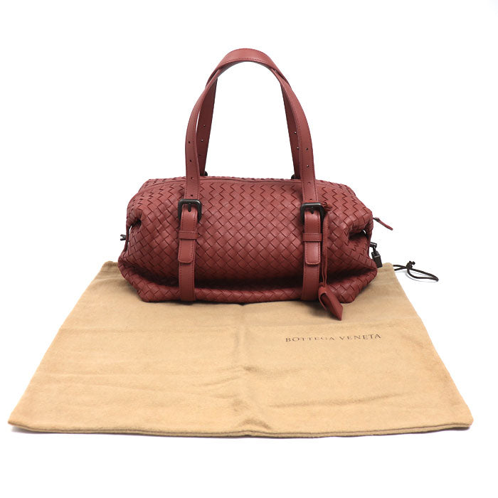 BOTTEGAVENETA ボッテガヴェネタ イントレチャート ミニボストン ボストンバッグ アカチャ（ブラウン系） 272801 レディース【中古】