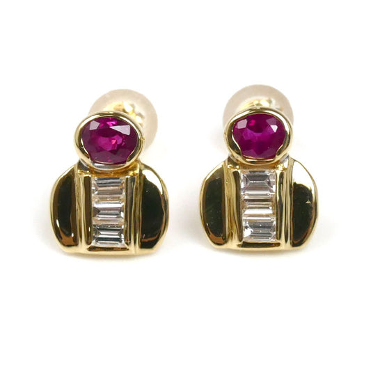 K18YG イエローゴールド ピアス ルビー0.20ct/0.20ct ダイヤモンド0.13ct/0.13ct 1.8g レディース【中古】