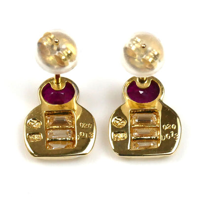 K18YG イエローゴールド ピアス ルビー0.20ct/0.20ct ダイヤモンド0.13ct/0.13ct 1.8g レディース【中古】