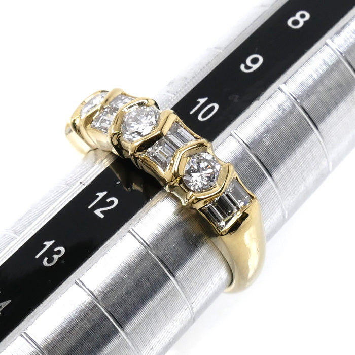 K18YG イエローゴールド ダイヤ リング・指輪 ダイヤモンド 11号 5.3g レディース【中古】