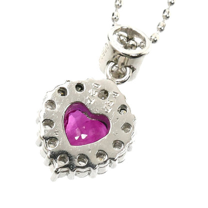 Pt900/850 ネックレス ルビー0.57ct ダイヤモンド0.27ct 3.7g 40cm ハート レディース【中古】