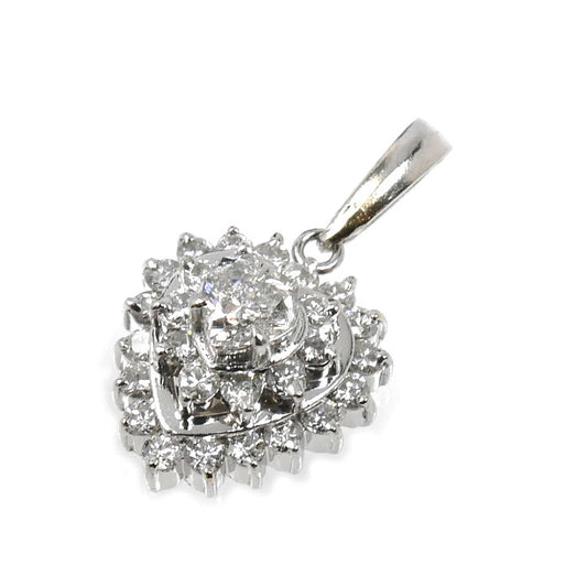 Pt900プラチナ ペンダントトップ ダイヤモンド0.20ct/0.37ct 2.6g レディース【中古】