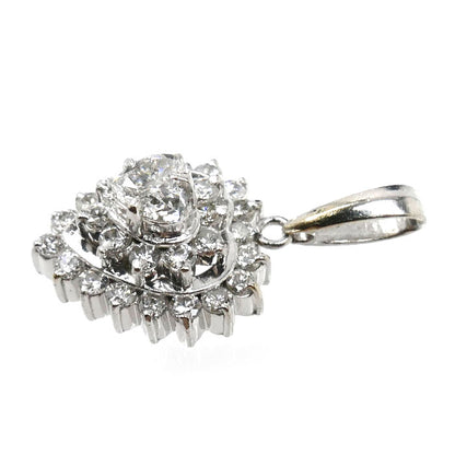 Pt900プラチナ ペンダントトップ ダイヤモンド0.20ct/0.37ct 2.6g レディース【中古】