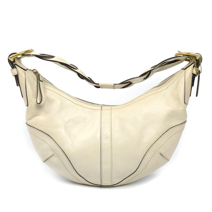 COACH コーチ オールレザー ホーボー ショルダーバッグ ホワイト 10043 ワンショルダー レディース【中古】