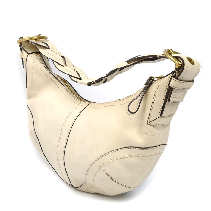 COACH コーチ オールレザー ホーボー ショルダーバッグ ホワイト 10043 ワンショルダー レディース【中古】