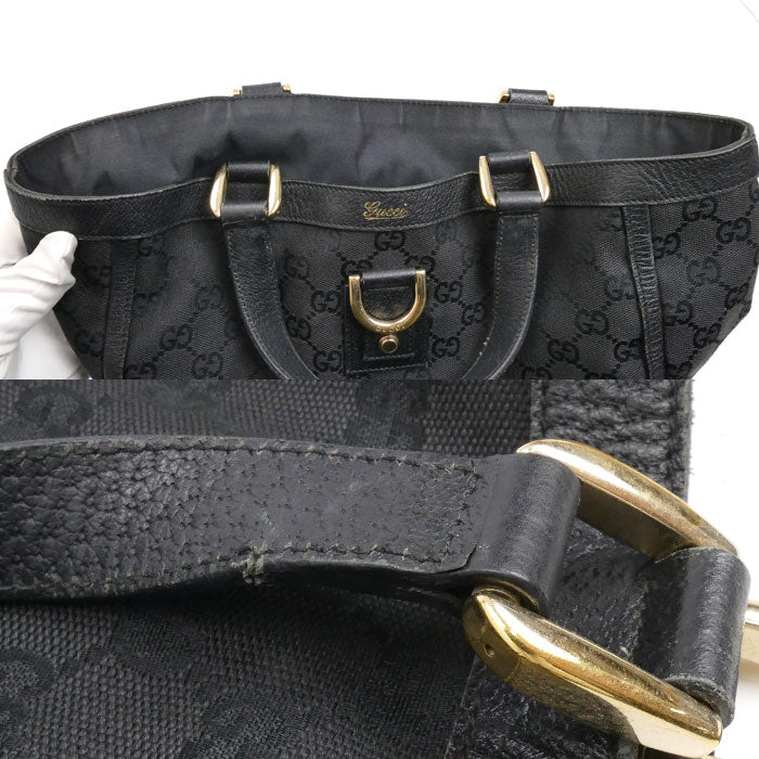 GUCCI グッチ GGキャンバス アビー トートバッグ ブラック 130739 レディース【中古】