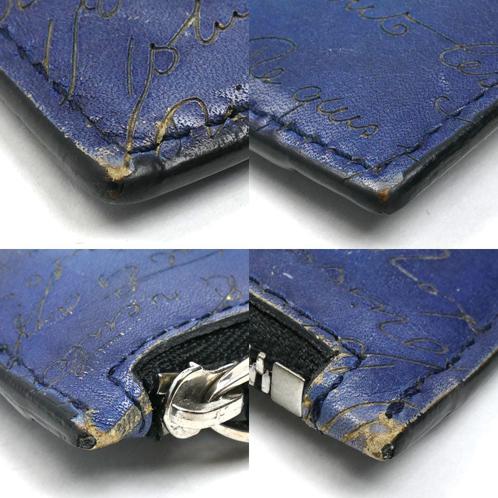 Berluti ベルルッティ カリグラフィー コア マキシ スクリットレザー カードケース フラグメントケース ブルー メンズ【中古】