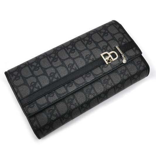 Pinky&Dianne ピンキー＆ダイアン パドロック フラップ ウォレット 長財布 グレー/ブラック PDLWBET1 レディース【中古】