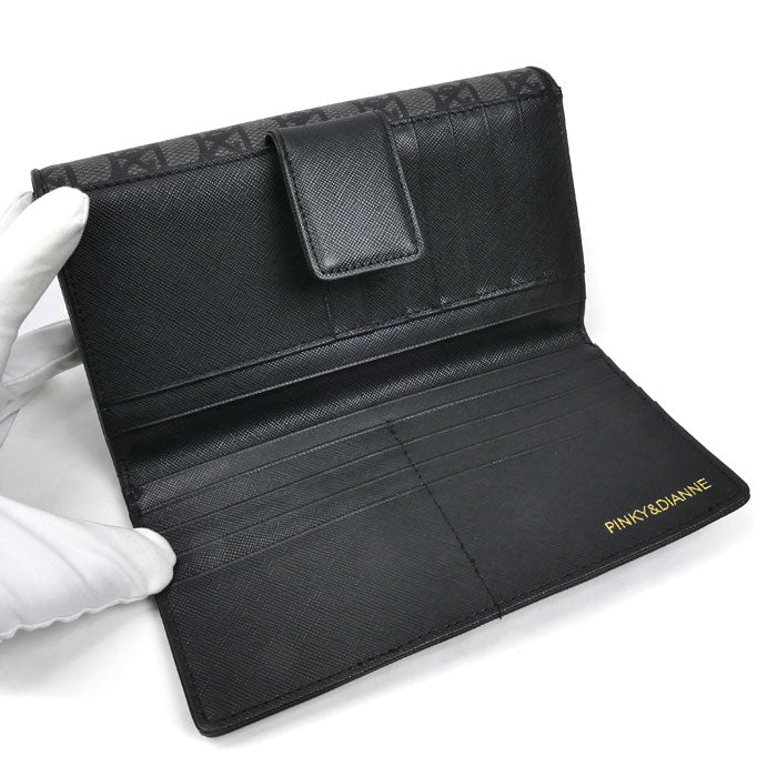 Pinky&Dianne ピンキー＆ダイアン パドロック フラップ ウォレット 長財布 グレー/ブラック PDLWBET1 レディース【中古】