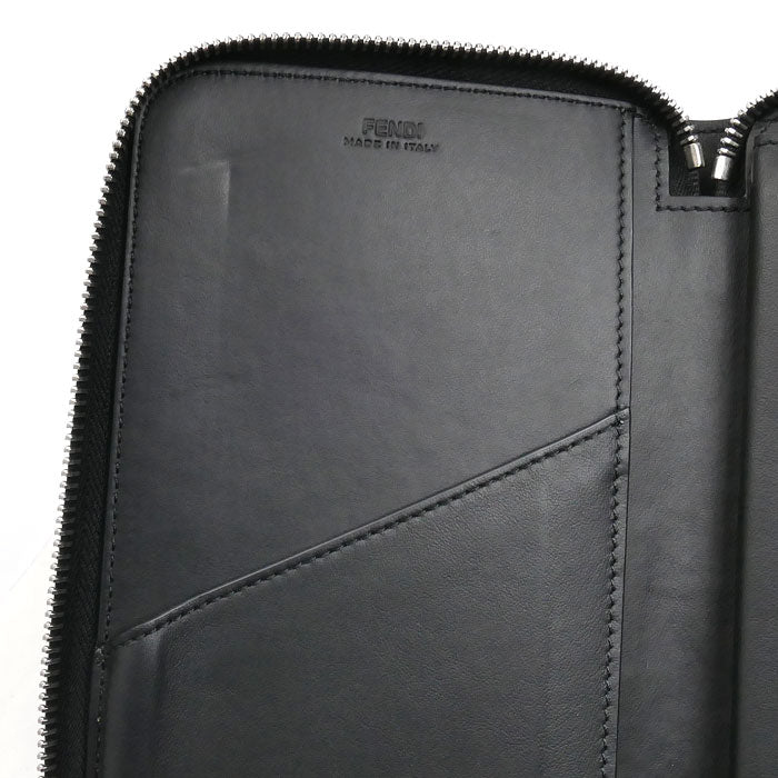 FENDI フェンディ FFロゴ ジップアラウンド ウォレット 長財布 ラウンドファスナー ブラック/ブラック 7M0276 A8VC F17BJ メンズ【中古】