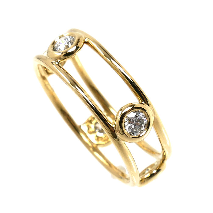 TIFFANY&Co. ティファニー K18YG イエローゴールド ダブルワイヤー リング・指輪 ダイヤモンド 9号 2.4g レディース【中古】