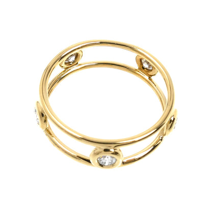 TIFFANY&Co. ティファニー K18YG イエローゴールド ダブルワイヤー リング・指輪 ダイヤモンド 9号 2.4g レディース【中古】