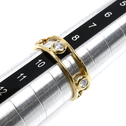 TIFFANY&Co. ティファニー K18YG イエローゴールド ダブルワイヤー リング・指輪 ダイヤモンド 9号 2.4g レディース【中古】