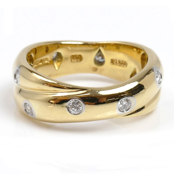 TIFFANY&Co. ティファニー K18YG/Pt950 ドッツ リング・指輪 ダイヤモンド 10号 8.6g レディース【中古】