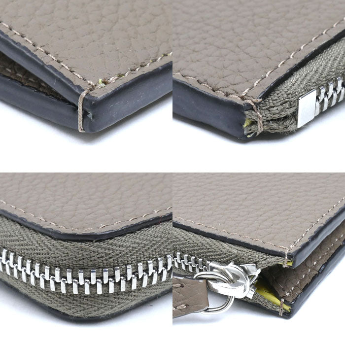 BONAVENTURA L字ジップウォレット コインケース ミニ財布 エトープ × イエロー BWAT39 ユニセックス【中古】
