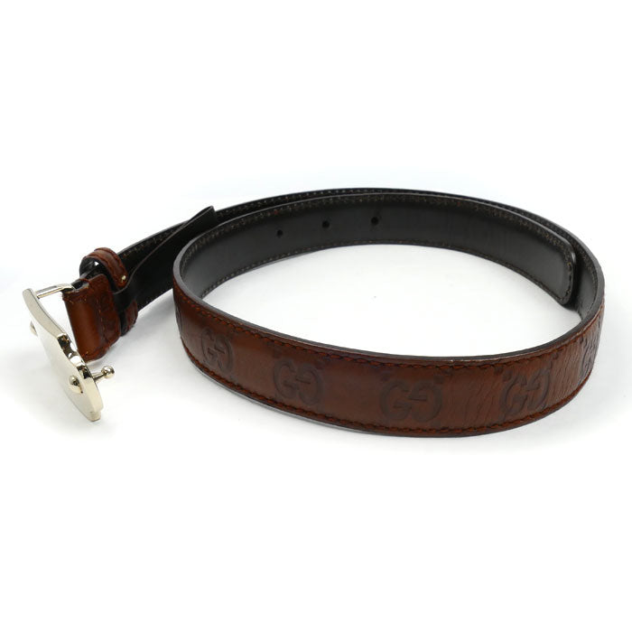 GUCCI グッチ グッチシマ プレートバックル ベルト ブラウン 146439 
70/28 レディース【中古】