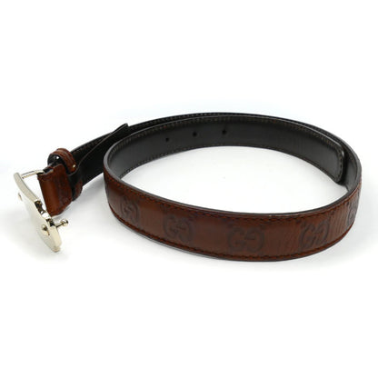GUCCI グッチ グッチシマ プレートバックル ベルト ブラウン 146439 
70/28 レディース【中古】