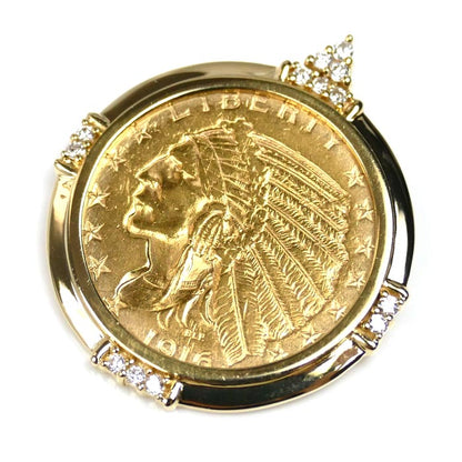 K21.6YG/K18YG インディアン5ドル ペンダントトップ 12.4g レディース【中古】