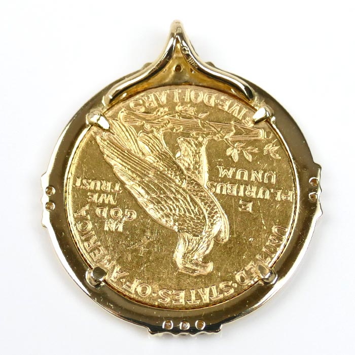 K21.6YG/K18YG インディアン5ドル ペンダントトップ 12.4g レディース【中古】