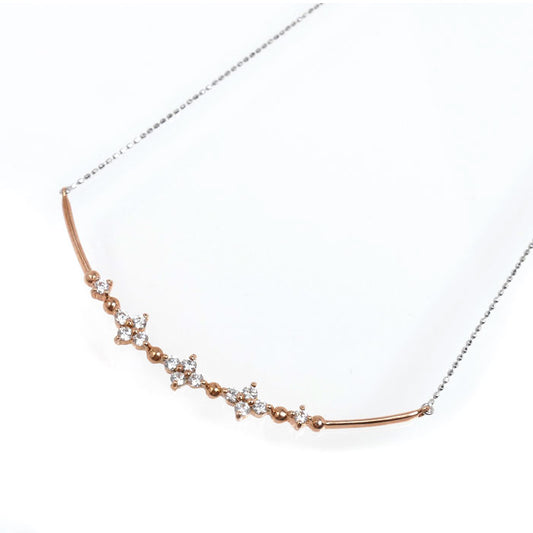 K18WG ホワイトゴールド K18PG ピンクゴールド ネックレス ダイヤモンド 3.1g 40cm レディース【中古】