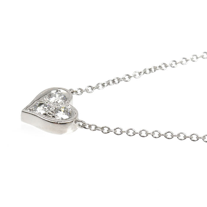 TIFFANY&Co. ティファニー Pt950プラチナ センチメンタルハート 3PD ネックレス ダイヤモンド 3.1g 42cm レディース【中古】