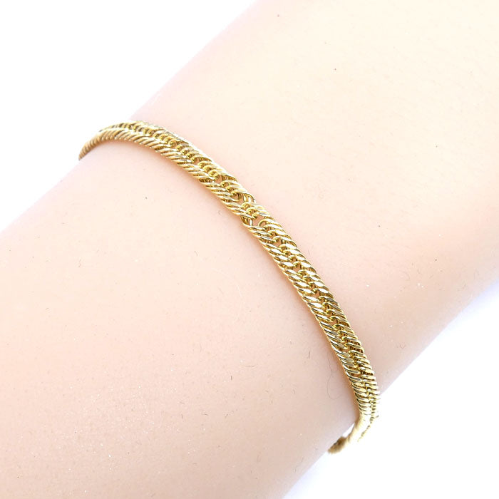 K18YG イエローゴールド 喜平2面クアトロ ブレスレット 2.4g 19cm ユニセックス【中古】