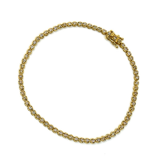 K18YG イエローゴールド テニス ブレスレット ダイヤモンド1.00ct 4.5g 18cm レディース【中古】